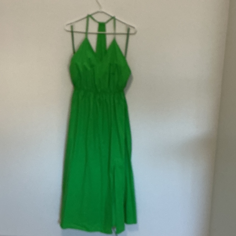 Halter Maxi Dress in Bright Green - Women's Elegant Summer Dress